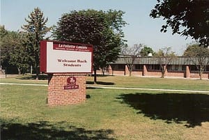 Madison La Follette High School main entrance exterior in Madison WI