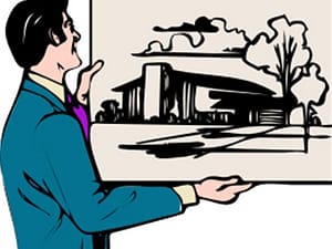 Architect holding drawing of new construction