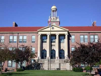 Madison West High School main entrance exterior in Madison WI