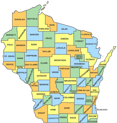 Wisconsin county map