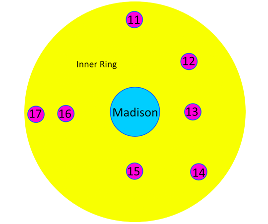 B 452 Yellow Illustration of the Madison Inner Ring Cities